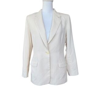 Pendleton Vintage Wool Blazer Cream Off White Single Button Jacket Womens 4 USA